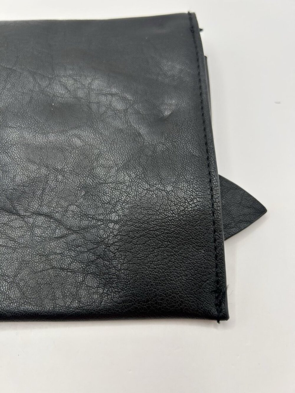 Anthropologie Clutch Purse Black Faux Leather Bow Envelope Small Chic Elegant - Picture 9 of 11
